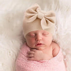 BQUBO Newborn Baby Hats Mittens Set Hospital Hat Beanie Infant Bow Hats Baby Gloves No Scratch Mittens for 0-6 Months