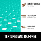 GORILLA GRIP Patented Square Shower Stall Mat, Small Bathtub Floor Mats for Stand Up Showers, Suction Cups and Drain Holes, Machine Wash, Soft on Feet, Bathroom Accessories 21x21 Inch Turquoise Opaque