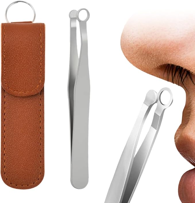 2026 New Stainless Steel Nose Hair Tweezers, Universal Portable Reusable Nose Hair Plucker for Men & Women (Brown)