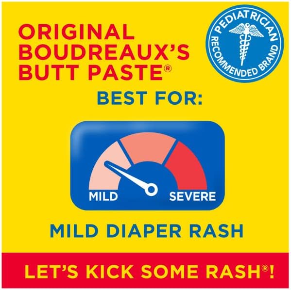 Boudreaux's Butt Paste Original Diaper Rash Cream, Ointment for Baby, 2 oz Tube (Pack of 6)