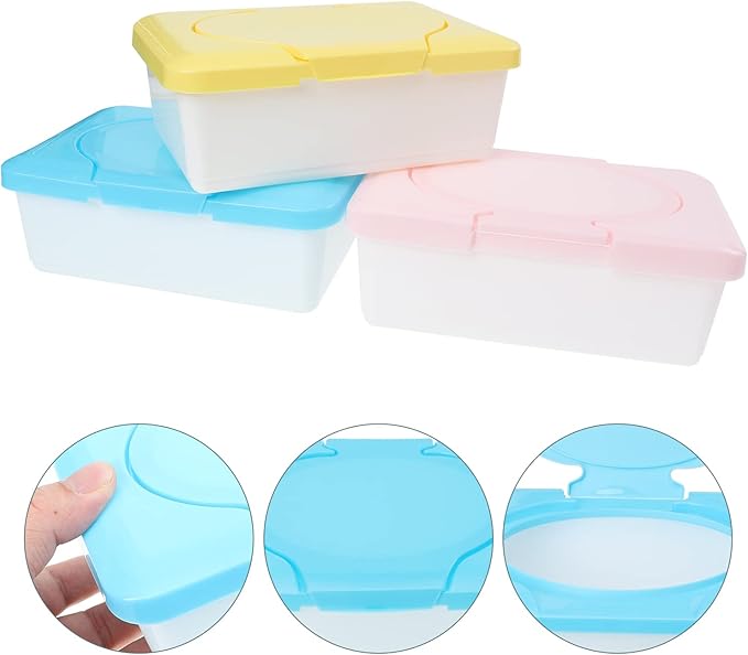 Baby Wipes Dispenser Baby Wips 3pcs Refillable Wipes s Holders s Tissue Cases Travel s(Random Color)