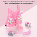 PandaEar Toddler Leash Harness and Anti Lost Wrist Link, 3 in 1 Kids Safety Harnesses with Leash, Child Anti-Lost Leash Walking Wristband Assistant Strap Belt for Baby Girls -Pink