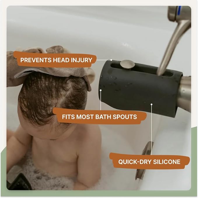 Parker Baby Universal Bathtub Faucet Safety Guard | Soft & Durable Silicone Faucet Cover Bathtub Baby | BPA Free & Food Grade Bath Spout Cover for Baby in Neutral Colors