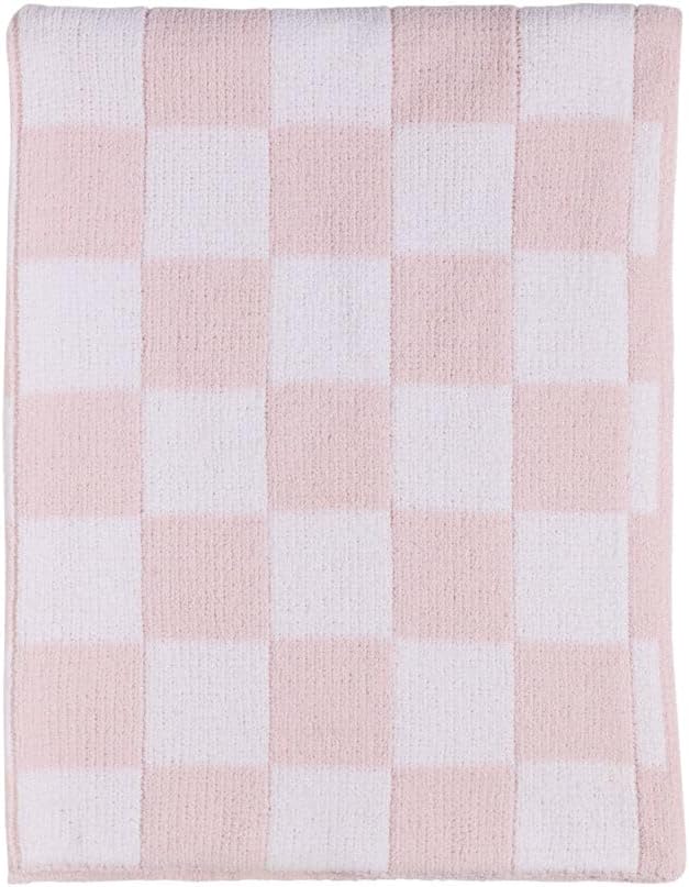 Living Textiles Chenille Knitted Blanket - Pink Check