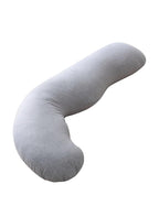 Momcozy Pregnancy Pillows for Side Sleeping, J Shaped Maternity Body Pillow for Pregnancy, Soft Pregnancy Pillow with Jersey Cover for Head Neck Belly Support, Grey