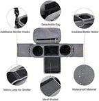 Universal Stroller Organizer with Insulated Cup Holder, Detachable Phone Bag, Shoulder Strap – Fits All Stroller Types, Keeps Drinks Hot/Cold (Grey)