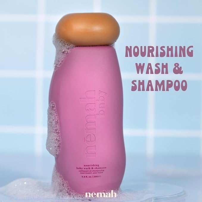 Nemah - 2-in-1 Baby Soap and Shampoo - Tear-Free Baby Body Wash and Shampoo with Actismart Chamomile, Jojoba Oil, & Activera Aloe - Vegan & Cruelty-Free - 9.8 fl. oz.