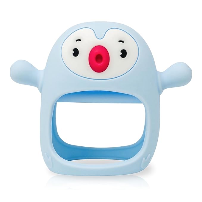 Teething Toy for Infants & Babies, Teethers for Babies 3-6 Months, Baby Teethers 0-6 Months, Teething Toys 6-12 Months, TotCo Never-Drop Baby Teething Toy, Blue