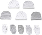 Newborn Baby Boy Girl Caps Mittens Socks Set Cotton Baby Essentials Accessories (Hats+Gloves+Socks)
