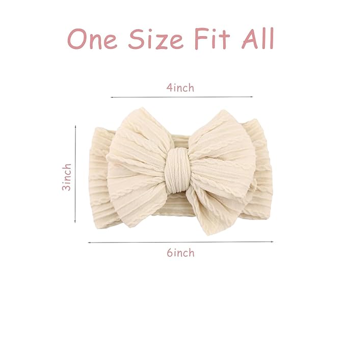 Baby Bows Headbands Nylon Hairbands Baby Girl Bows Hair Accessories for Infant Toddler Essentials (Beige Blush Pink, mid)