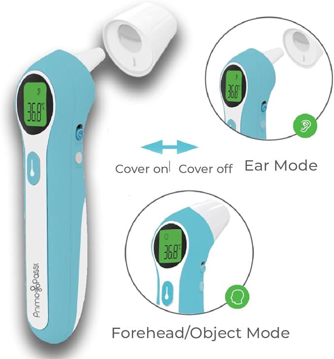 Forehead & Ear Thermometer for Mom & Baby, 1 Second Readings, Fever Alert, Automatic Switch Between oC/of