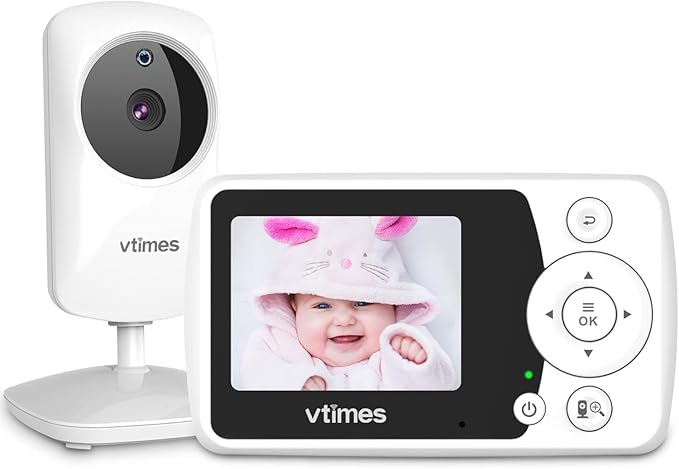 Baby Monitor No WiFi 2.4" Screen, Video Baby Camera Monitor Night Vision, 1000ft Range, 2X Zoom, Ideal for Elderly Pet (NO Charging Plug)