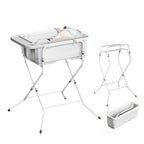 Collapsible Baby Bathtub with Stand - Large Capacity Baby Bath Tub with Thermometer & Soft Cushion | Portable Travel Newborn Infant Bathtub | Foldable Toddler Bathtub for Baby 0 to 36 Months