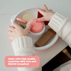 GoBe Kids Small Snack Spinner Slide Bundle with Hand Strap and Sticker Sheet - Reusable Snack Container with 5 Compartment Dispenser and Lid | BPA/PVC Free | Dishwasher Safe | No Spill - Taro Purple