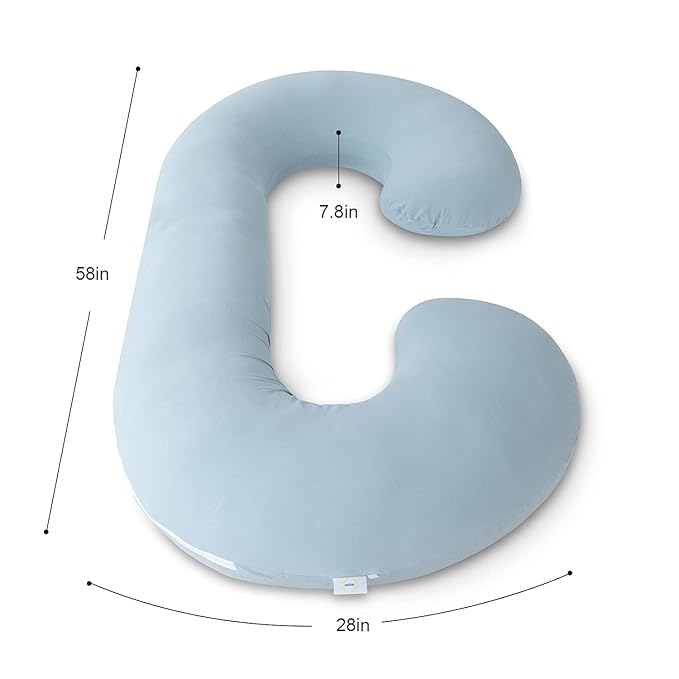 INSEN Pregnancy Pillows for Sleeping, Maternity Pillow with Cooling Cotton Cover, C Shaped for Pregnant Side Sleeping (Green Jersey)