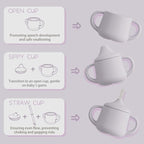 Moonkie Silicone Baby Sippy Cups | 3 Stages Training Cup Straw Cup for Infants Toddlers and Kid | 4 oz 1Pack