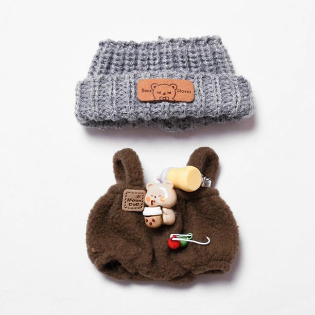 YAMASO Doll Clothes and Accessories Suitable for 17cm Dolls (1hat+1romper+1Camera Backpack no Doll)(Brown)