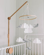 Sorrel + Fern Baby Crib Mobile - Birds in The Clouds w/Garland - Nursery Decor for Boys & Girls