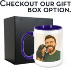 Personalized Coffee Mug, Custom Drawing Portrait Gift, Funny Customized Coffee Gift for Men & Women, Custom Mugs with Pictures, Navy 15oz Father's Day Mug