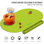 Kids Silicone Placemats, Baby Placemats with Food Catching for Kids Toddler Children Reusable Non-Slip Table Mats Baby Food Mats for Restaurant (Dark Green)
