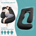 Sasttie Pregnancy Pillows for Sleeping, Jumbo U Shaped Cooling Full Body Pillow with Removable Cover, Pregnant Women Must Haves, Maternity Essential, Black