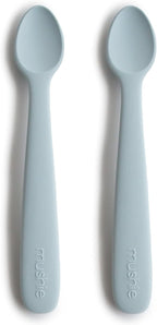 mushie Silicone Baby Feeding Spoons | 2 Pack (Powder Blue)