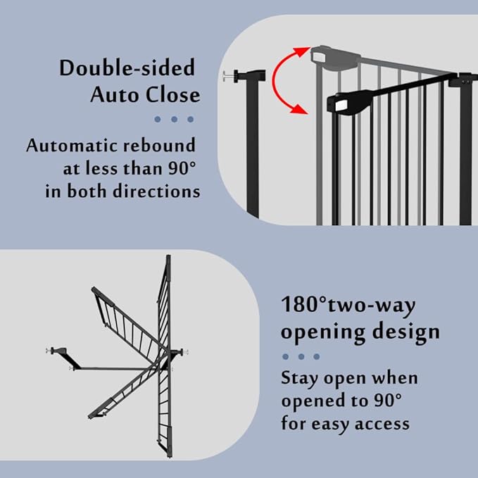 DEARBB Triple Lock Baby Gate for Stairs Doorways and House 31" to 86" Extra Wide Pressure Mounted Easy Walk Through Auto Close Safety Pet Gate Black 49.21-67.32"