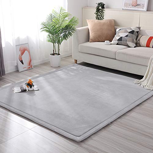 Loartee Nursery Crawling Rug and Play Mat - Velvet Coral (5.0'x 6'8", Gray) for Toddler Exercise