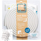 Roving Cove HeftyFit Edge Corner Protector Baby Proofing (Large 15ft Edge 4 Corners), Heavy-Duty, Soft NBR Rubber Foam, Furniture Fireplace Safety Bumper Guard, 3M Adhesive, Oyster White (Off White)