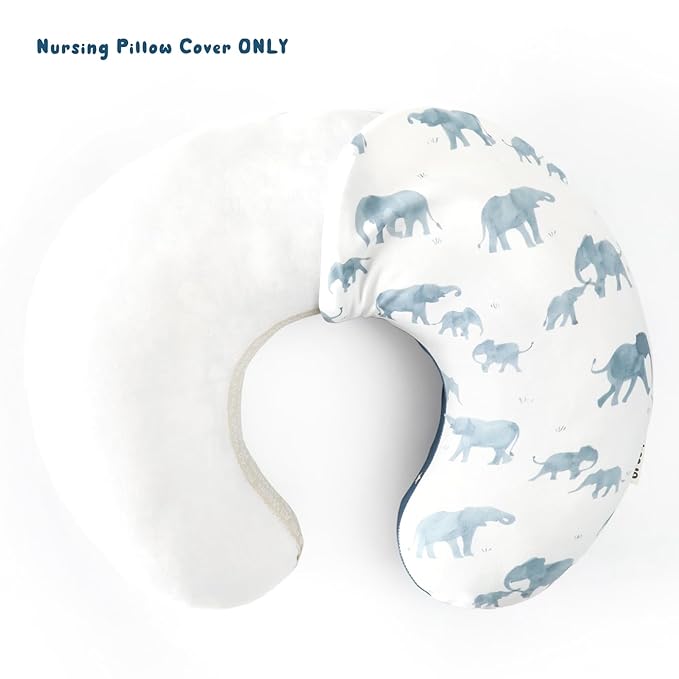 GRSSDER Nursing Pillow Cover Stretchy Minky Removable Nursing Covers for Breastfeeding Pillows, Ultra Soft Comfortable Slipcover for Boy and Girls, Stylish Elephant Pattern