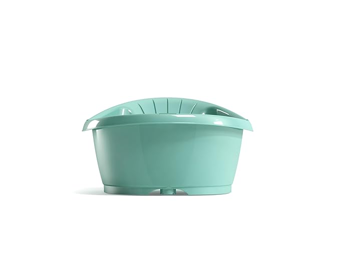 BEABA by OKBaby, Onda Baby Bath, Ergonomic Multi-Position tub for Infants and Babies up to 12 Months, Integrated Water Thermometer, Made in Italy, Turquoise