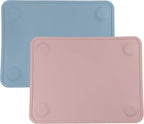WeeSprout Silicone Suction Placemats for Babies, Toddlers & Kids, Durable Food Grade Silicone with Non-Slip Suction, Raised Edges Contain Mess, Dishwasher Safe, for Dining Table & Restaurants, 2 Pack