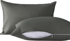 NTBAY 2 Pack Pillows with Microfiber Pillowcases, Soft Cotton Down Alternative 13x18 Zippered Pillow for Sleeping in Crib - Machine Washable - Breathable Travel Pillows, Dark Grey