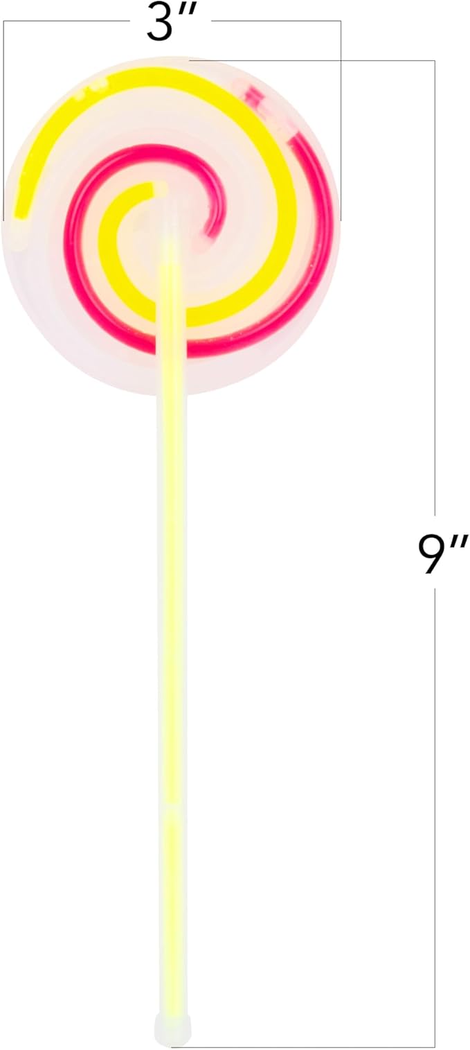 ArtCreativity Lollipop Glow Sticks for Kids - Set of 12 Spinner Light Up Sticks - Halloween Glow Stick Light Up Party Favors - Glow in The Dark Accessories