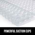 GORILLA GRIP Patented Square Shower Stall Mat, Small Bathtub Floor Mats for Stand Up Showers, Suction Cups and Drainage Holes, Machine Wash, Soft on Feet, Bathroom Accessories 21x21 Inch, 2 Pack Clear