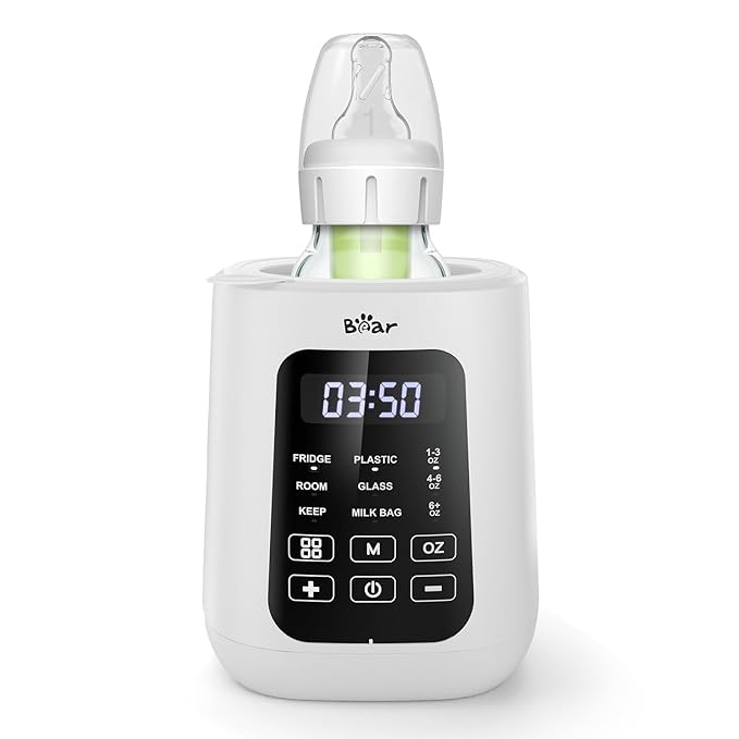 Bear Baby Bottle Warmer, Milk Warmer Breastmilk Bag Formula Fast Warming for New Born Baby Bottles, with Time Temp Control Automatic Shut Off at Home Use