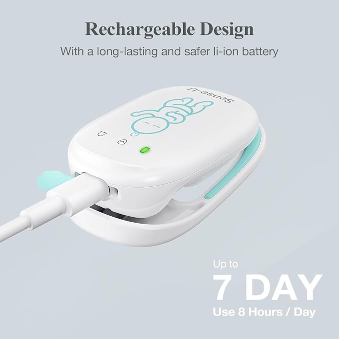 Sense-U Pro Baby Breathing Monitor with Arousal Vibration, Movement/Rollover/Overheating Alerts, Audible & App Notifications, Easy Clip-On Design, Smart Sleep Monitor