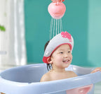 Baby Shower Cap Shield, Shower Cap for Kids, Visor Hat for Eye and Ear Protection for 0-9 Years Old Children,Cute Dinosaur/Crocodile/Hippo shape Makes the Baby Bath More Fun (Hippo, Red)