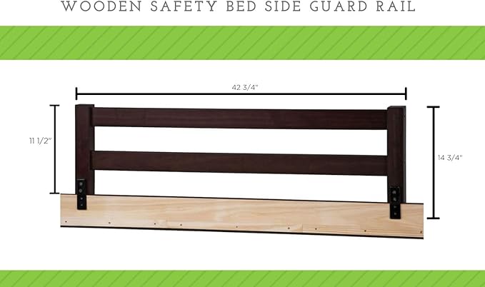 Safety Guard Rail for Baby, Kids, and Children - Solid Wood Safety Bed Rail for Toddlers - Easy Installation - Premium Protection for Bunk, Twin, Full, Queen and King Size Beds - (Cloud - Westwood)