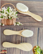 Baby Hair Brush, Wooden Baby Hair Brush for Newborns & Toddlers, Super Soft Goat Bristles Hair Brush, Toddler Hair Brush,Ideal for Cradle Cap (2PCS)