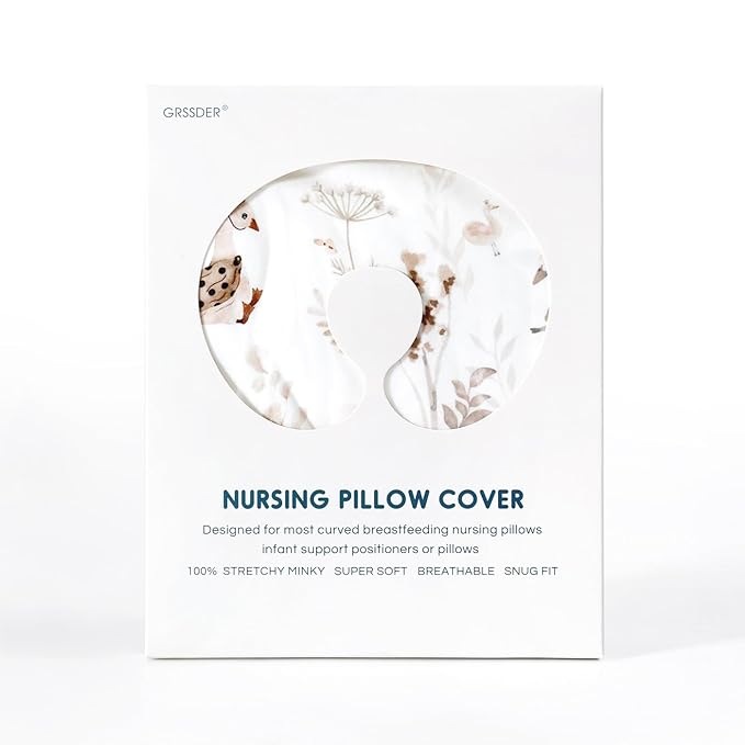 GRSSDER Nursing Pillow Cover Stretchy Minky Removable Nursing Covers for Breastfeeding Pillows, Ultra Soft Comfortable Slipcover for Boy and Girls, Cute Duck Pattern