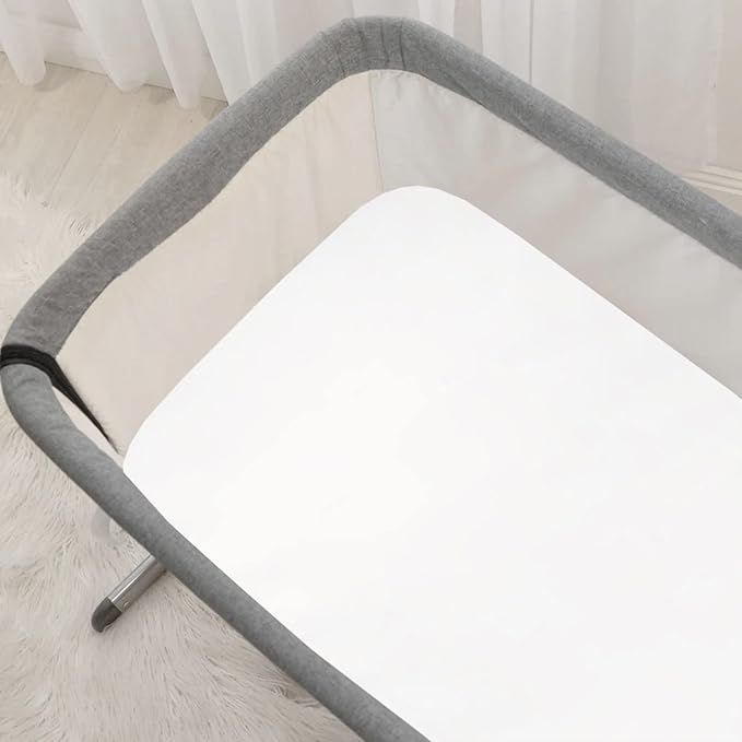 100% Mulberry Silk Cradle Sheets Fitted 18x36x4 - Great for Baby Hair, Fits Most Bedside Sleeper Bassinets Pad Mattress - Soft Silky for Girls Gift for Newborn and Infant, White