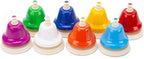 Desk Bells for Kids - 8 Note Colorful Metal Handbells Set with Handle - Educational Teaching and Learning Instruments - Musical Toys for Toddlers Children