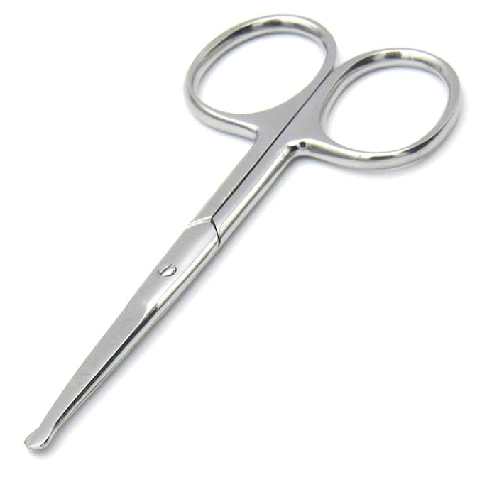 Pack of 2 Curved & Rounded Blunt Tip TSA Stainless Steel Small Scissors for Eyebrows & Eyelashes for Beard Trimming & Moustache, Baby Scissors for Nails, Nose & Facial Hair Scissor.