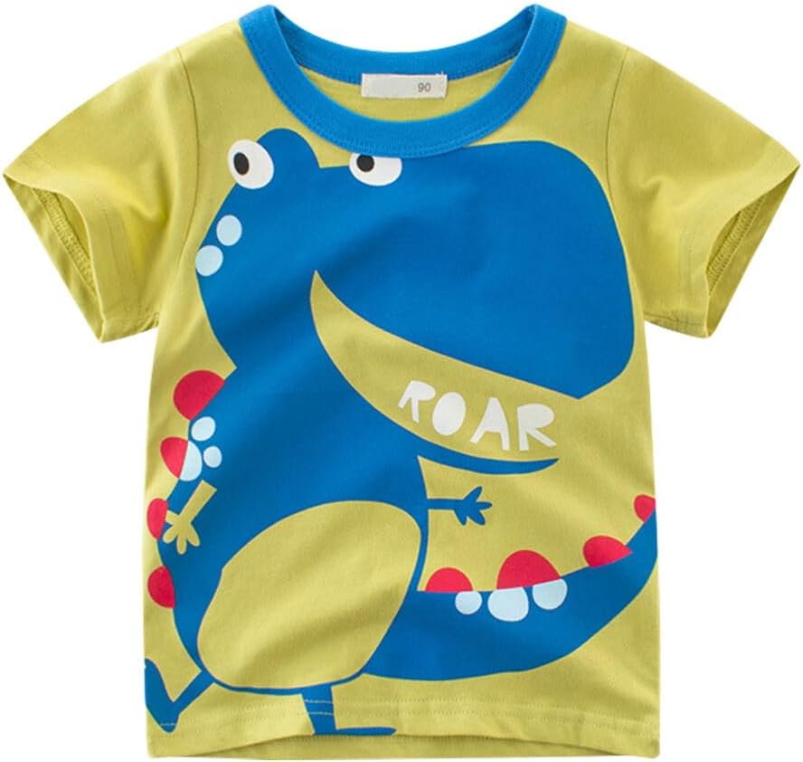 Boys' 4-Pack Excavator Short Sleeve Crewneck T-Shirts Top Tee Size 2-7 Years Toddler Boys' Value Pack Cotton T-Shirt