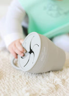 otterlove Collapsable Silicone Snack Container With Attachable Lid | 100% Pure LFGB Platinum Silicone with No Fillers | Snack Cup (2 Pack - Sage & Sand)