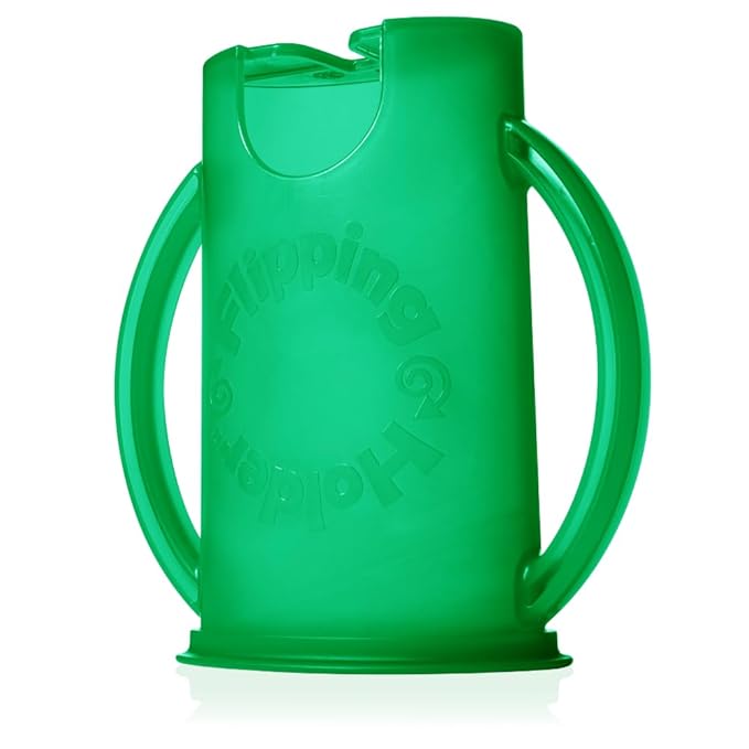 Original Squeeze Proof Flipping Holder with Open Bottom for Food Pouches & Juice Boxes - Multipurpose - Prevent Messes & Support Self-Feeding - Easy Grasping Handles - Made in USA