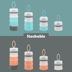 Baby Formula Dispenser, Portable Milk Powder Dispenser Container, Baby Feeding Travel Storage Container, Non-Spill Stackable Baby Snack Storage Container, BPA Free, 4 Compartments, 2 Packs