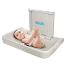 Fold-Down Baby Changing Station Wall-Mount - Modundry Horizontal Baby Change Table with Safety Straps for Commercial Restrooms (White Granite)