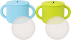 WeeSprout Snack Containers, Food Grade Silicone Cups, Spill-Proof Tops For Toddlers and Babies, Premium Hard Plastic Travel Lids, Dishwasher Safe, Set of 2 Snack Catchers